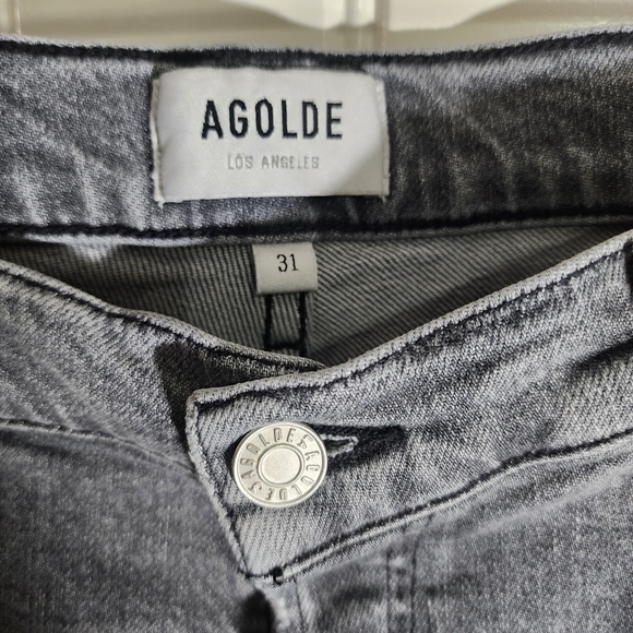 Agolde Nico High Rise Button Fly Ankle Fray Like New Size 31 Has stretch - Picture 10 of 16